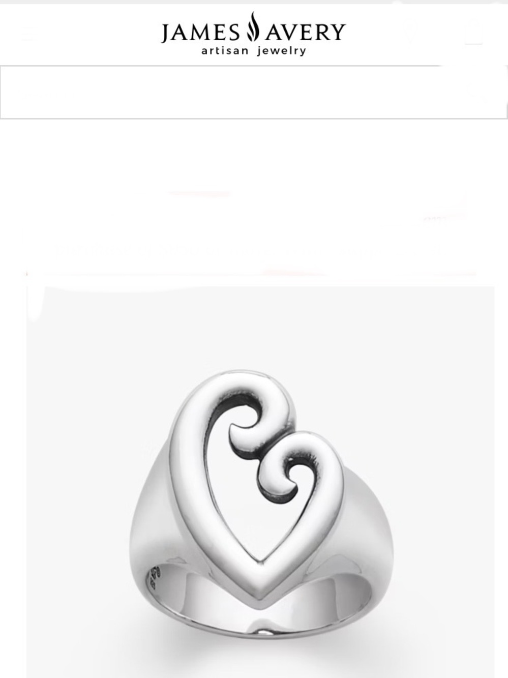 James Avery "Mother's Love" Sterling Silver Open Heart Ring. Size 8 - Picture 4 of 17